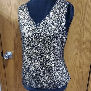 Michael Simon Black Gold Knit Sleeveless Tank Top